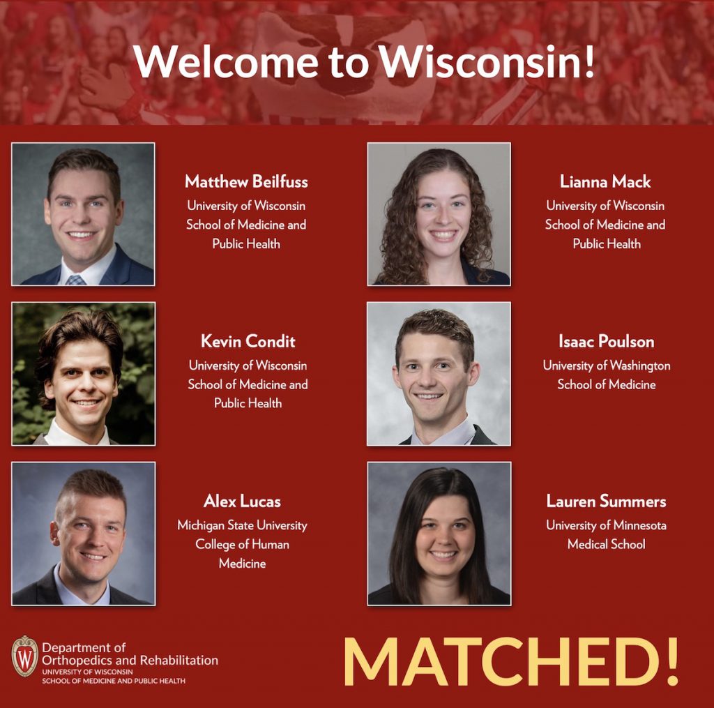 2022 Match Day Results Department of Orthopedics and Rehabilitation